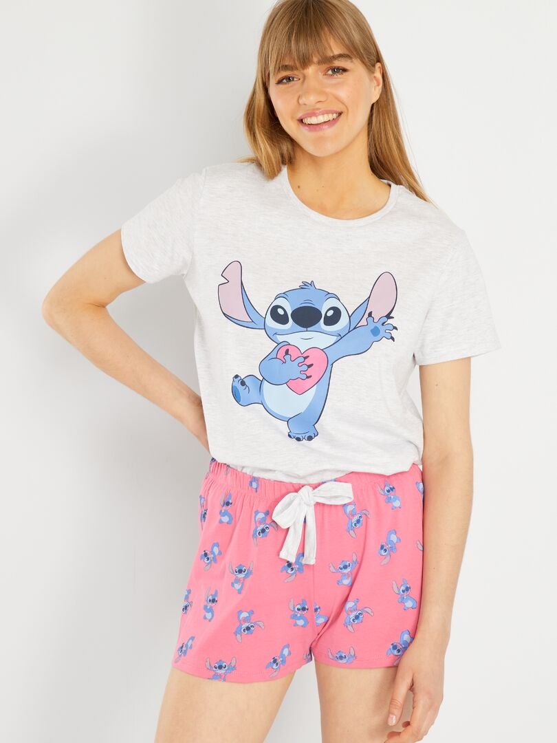 Disney Enfant Fille Pyjama Stitch 2 Pièces Décontracté Col Rond