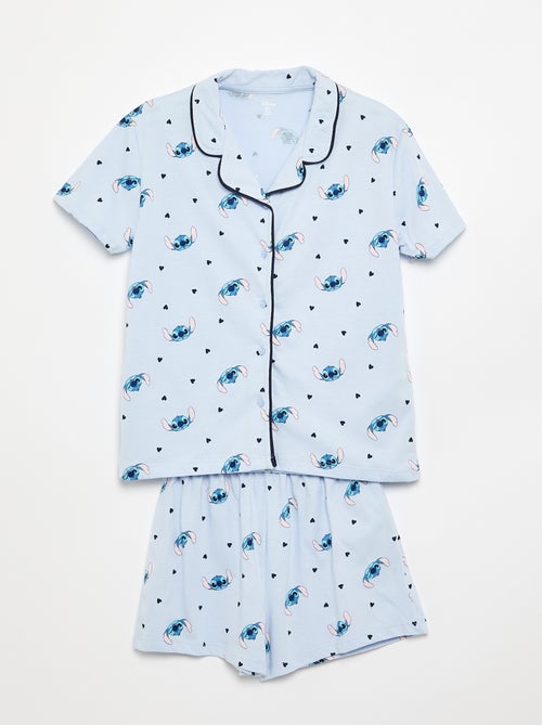 Pyjama 'Stitch' 'Disney' chemise manches courtes + short - 2 pièces - Kiabi