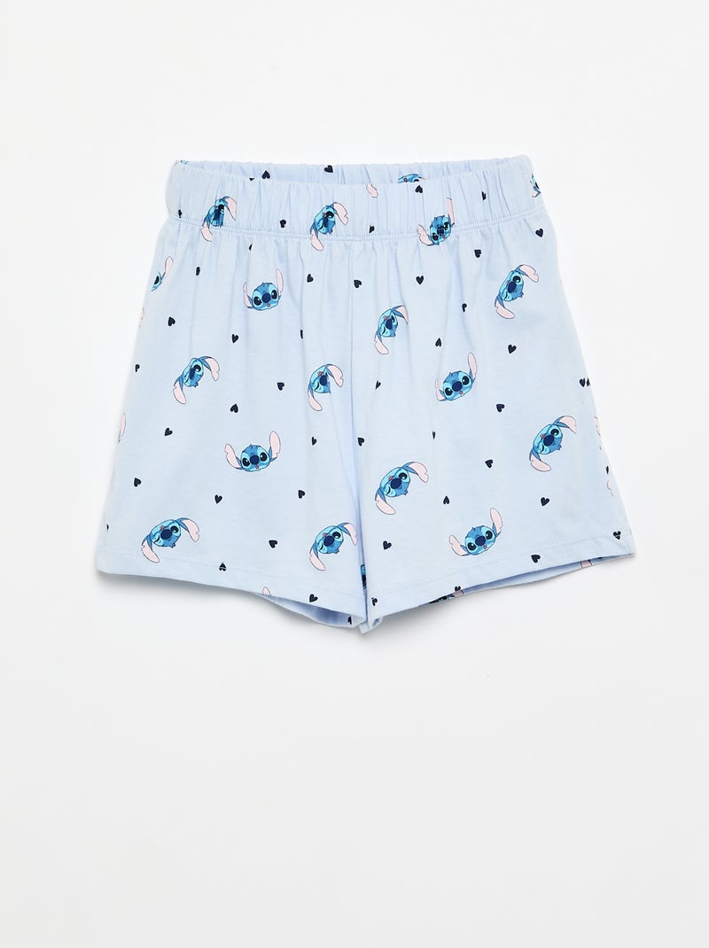 Pyjama 'Stitch' 'Disney' chemise manches courtes + short - 2 pièces Bleu - Kiabi