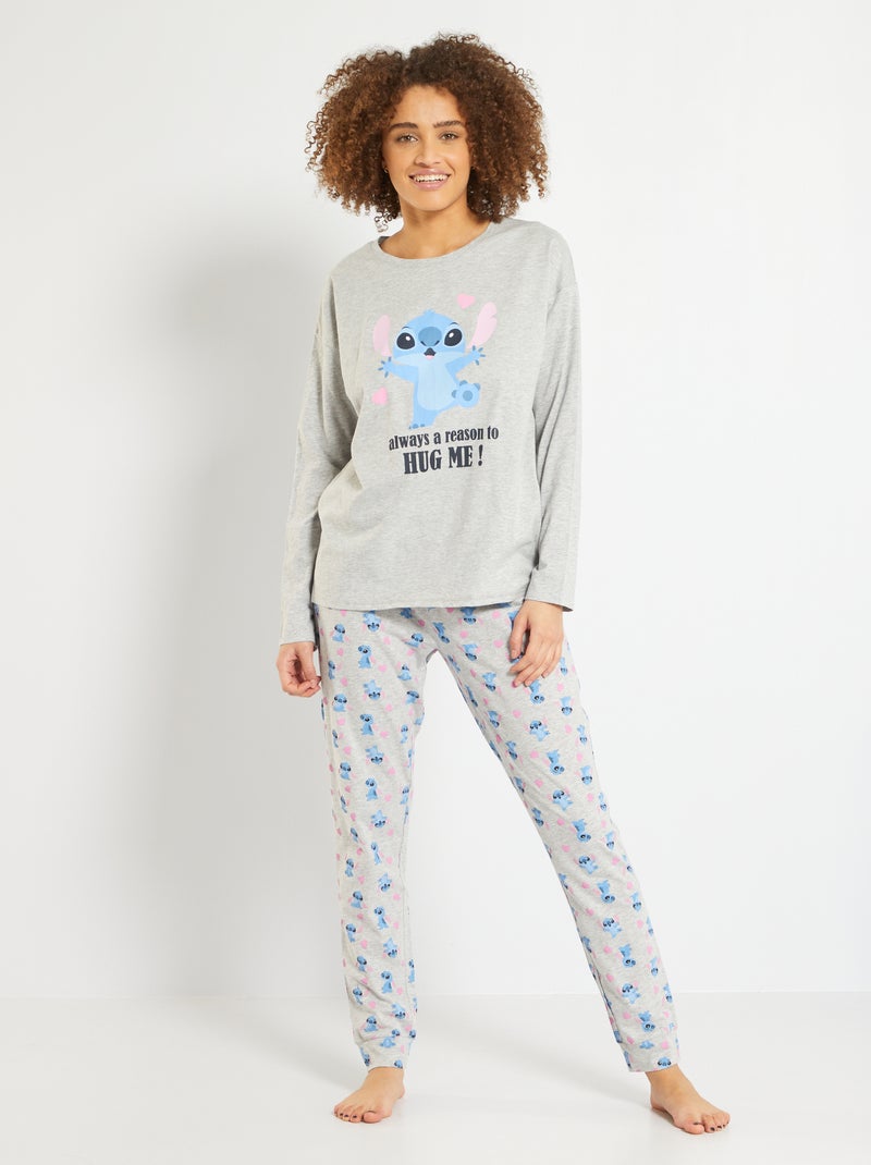Pyjama Stitch 'Disney' gris chiné - Kiabi