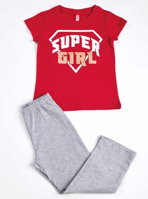 Pyjama   SUPER HÉROS rouge/gris chiné - DODO - Kiabi