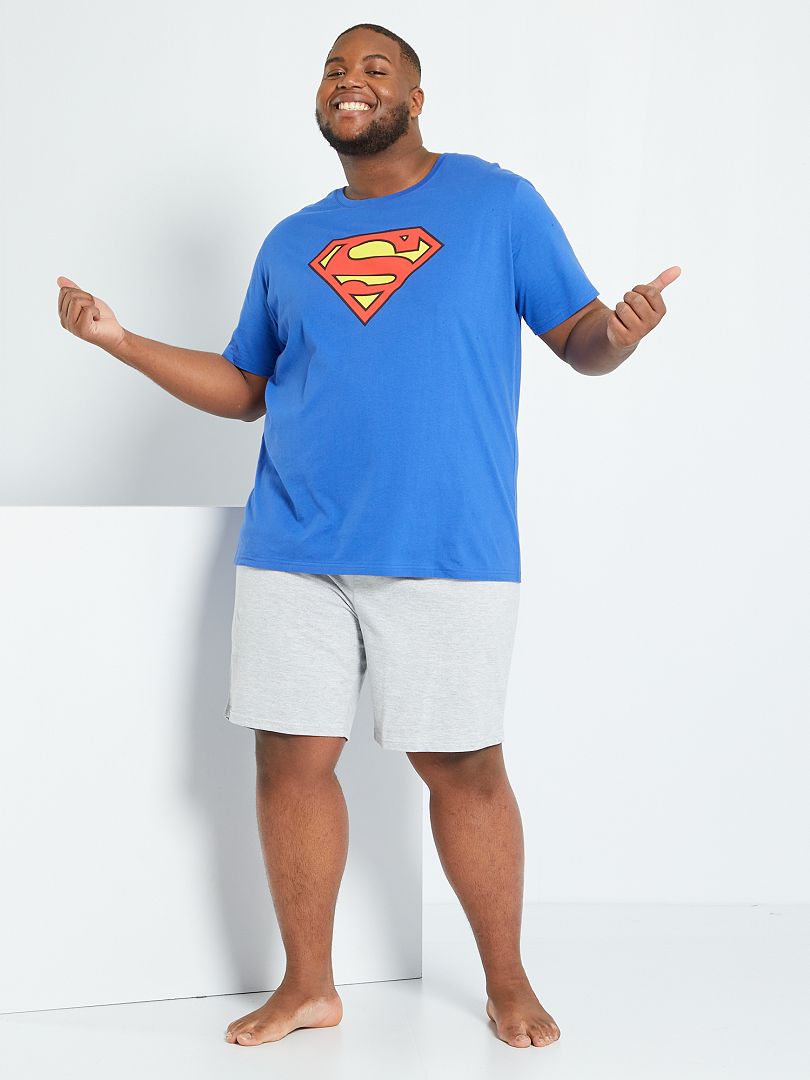 Pyjama 'Superman' bleu/gris chiné - Kiabi