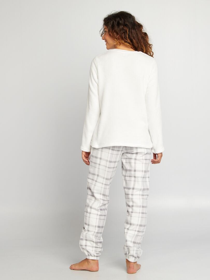 Pyjama sweat pantalon en polaire 2 pieces Blanc Kiabi 18.00