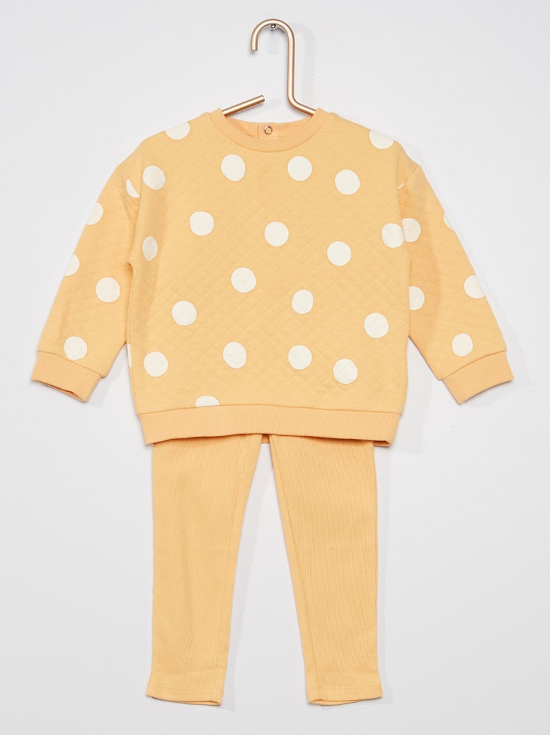 Pyjama sweat + pantalon jaune - Kiabi