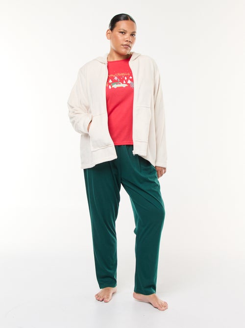 Pyjama sweat polaire + pantalon - 2 pièces - Kiabi