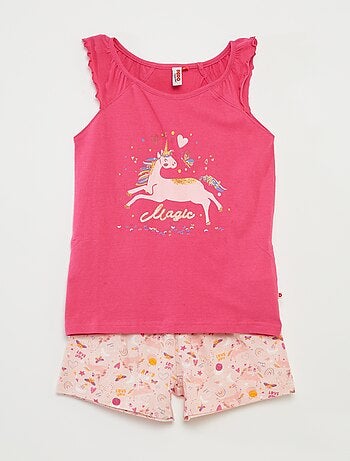 Pyjama t-shirt avec volants + short - 2 pièces
