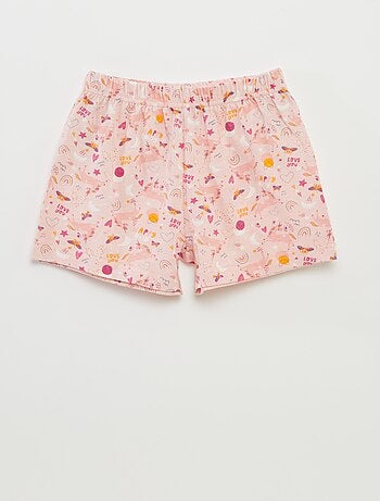 Pyjama t-shirt avec volants + short - 2 pièces