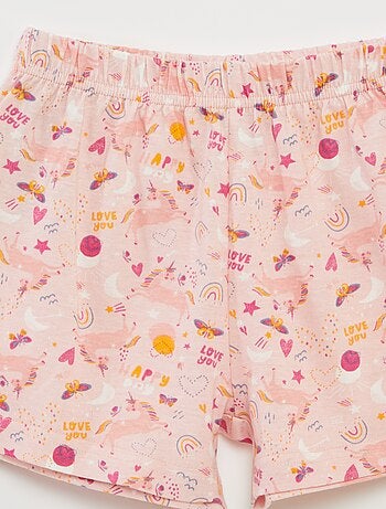 Pyjama t-shirt avec volants + short - 2 pièces