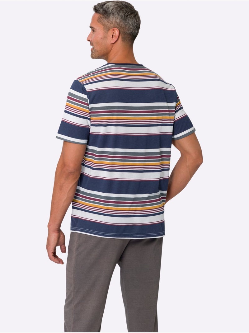 Pyjama-t-shirt jersey fin - taille standard - moda vilona Bleu Blanc - Kiabi