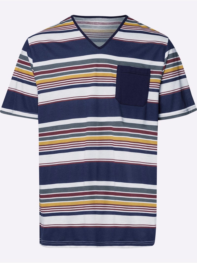 Pyjama-t-shirt jersey fin - taille standard - moda vilona Bleu Blanc - Kiabi