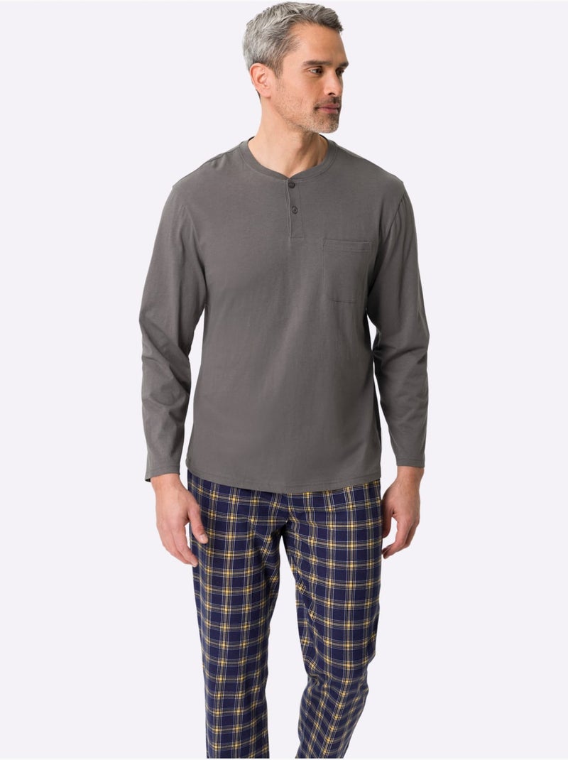 Pyjama-t-shirt jersey fin - taille standard - moda vilona gris anthracite - Kiabi