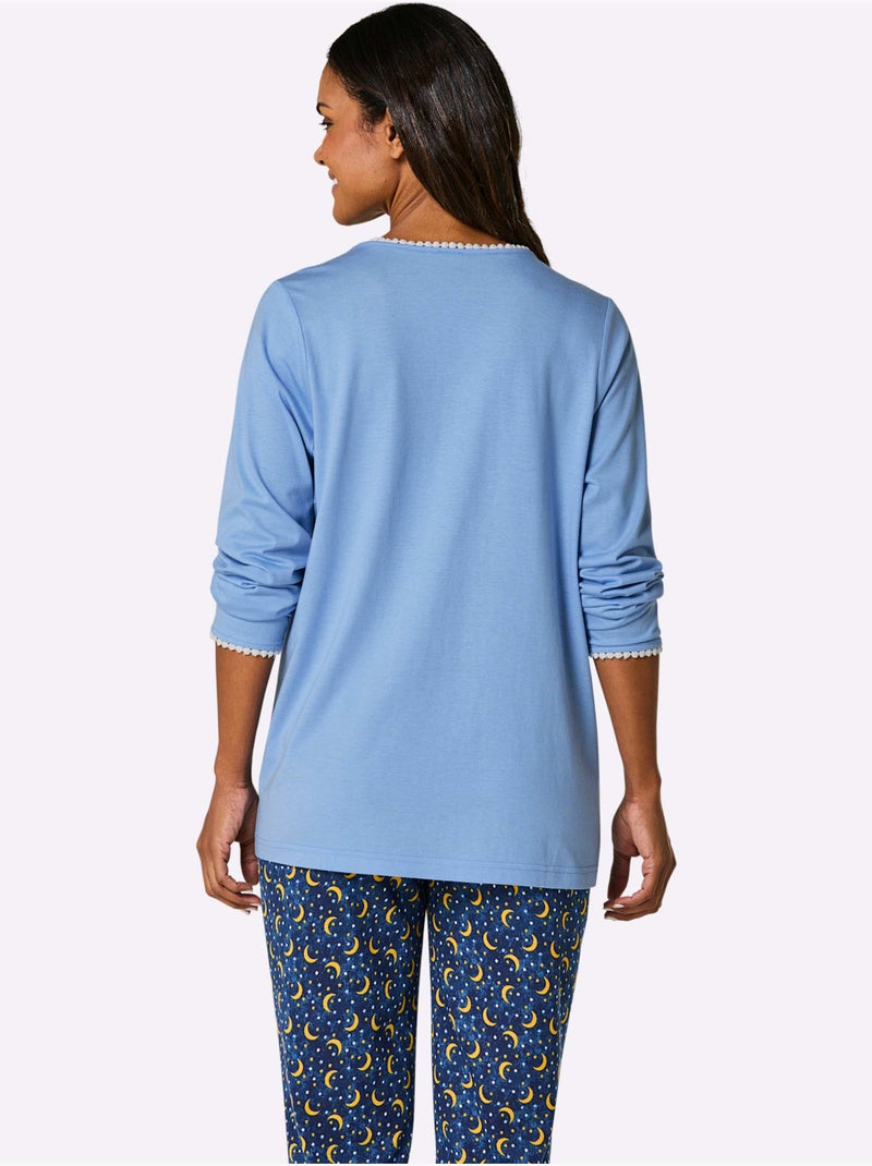 Pyjama-t-shirt Jersey Fin - Taille Standard - Witt Bleu ciel - Kiabi