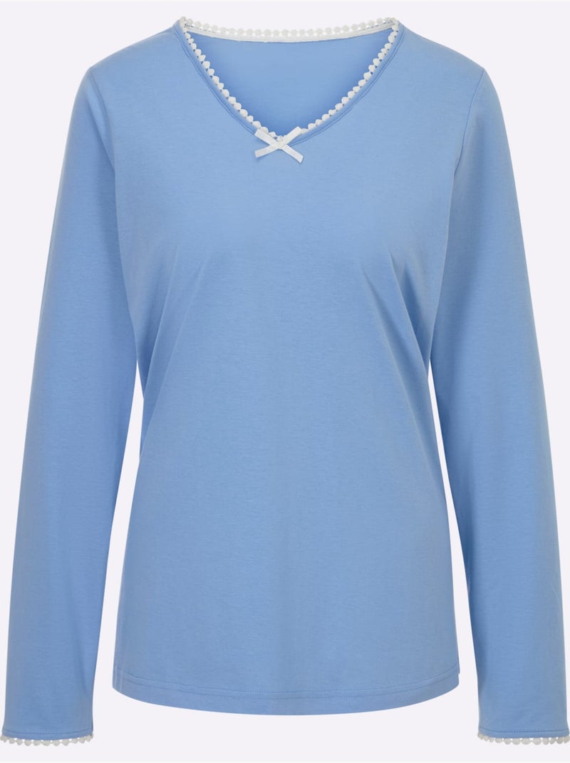Pyjama-t-shirt Jersey Fin - Taille Standard - Witt Bleu ciel - Kiabi