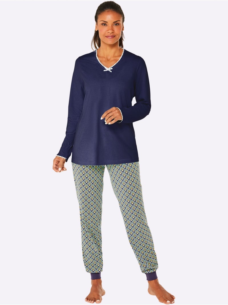 Pyjama-t-shirt Jersey Fin - Taille Standard - Witt Bleu marine - Kiabi