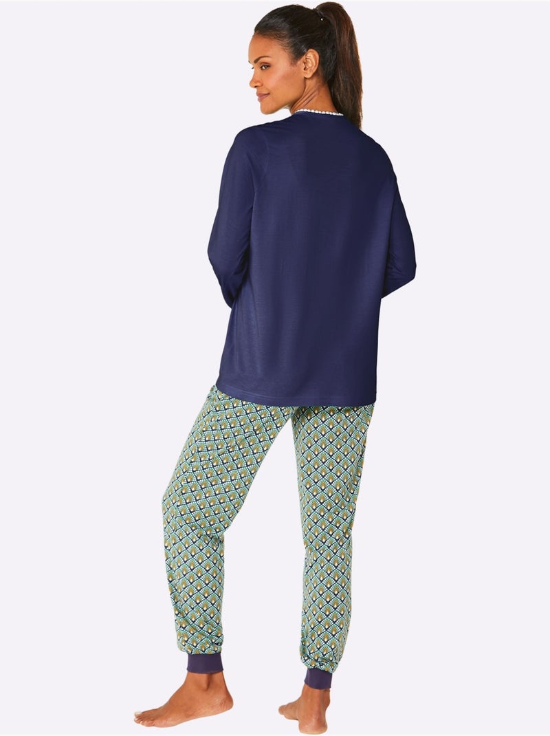 Pyjama-t-shirt Jersey Fin - Taille Standard - Witt Bleu marine - Kiabi