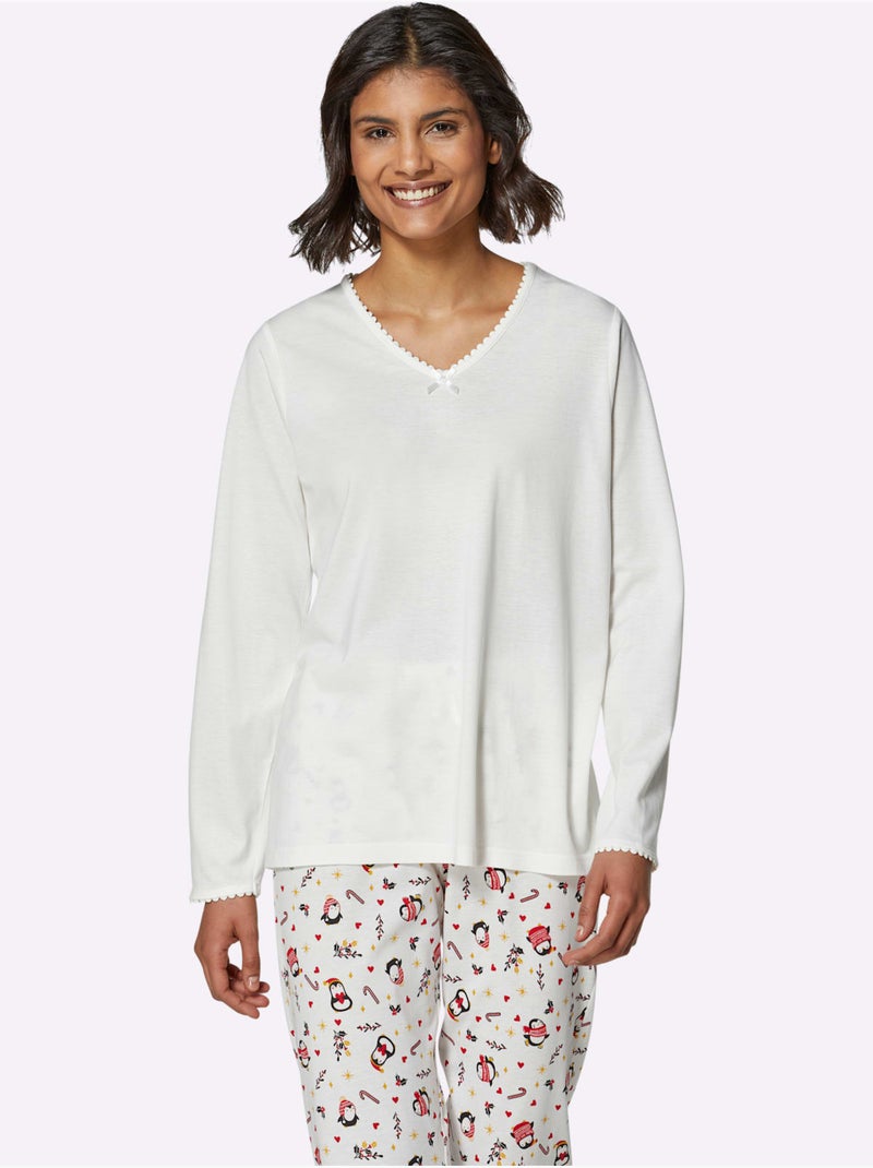 Pyjama-t-shirt Jersey Fin - Taille Standard - Witt Ecru - Kiabi