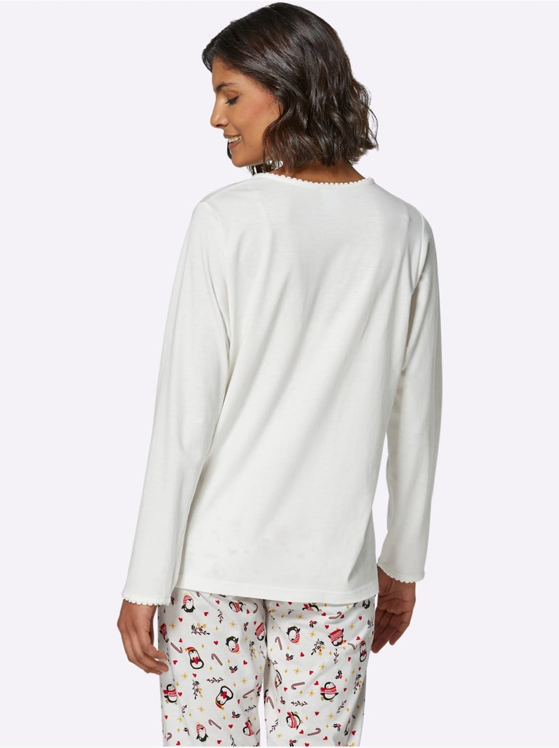 Pyjama-t-shirt Jersey Fin - Taille Standard - Witt Ecru - Kiabi