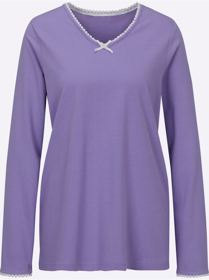 Pyjama-t-shirt Jersey Fin - Taille Standard - Witt Lavande - Kiabi