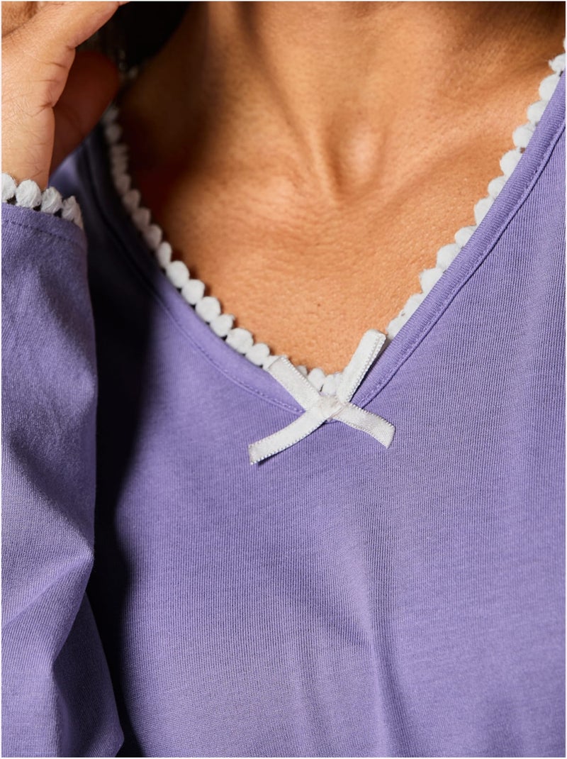 Pyjama-t-shirt Jersey Fin - Taille Standard - Witt Lavande - Kiabi
