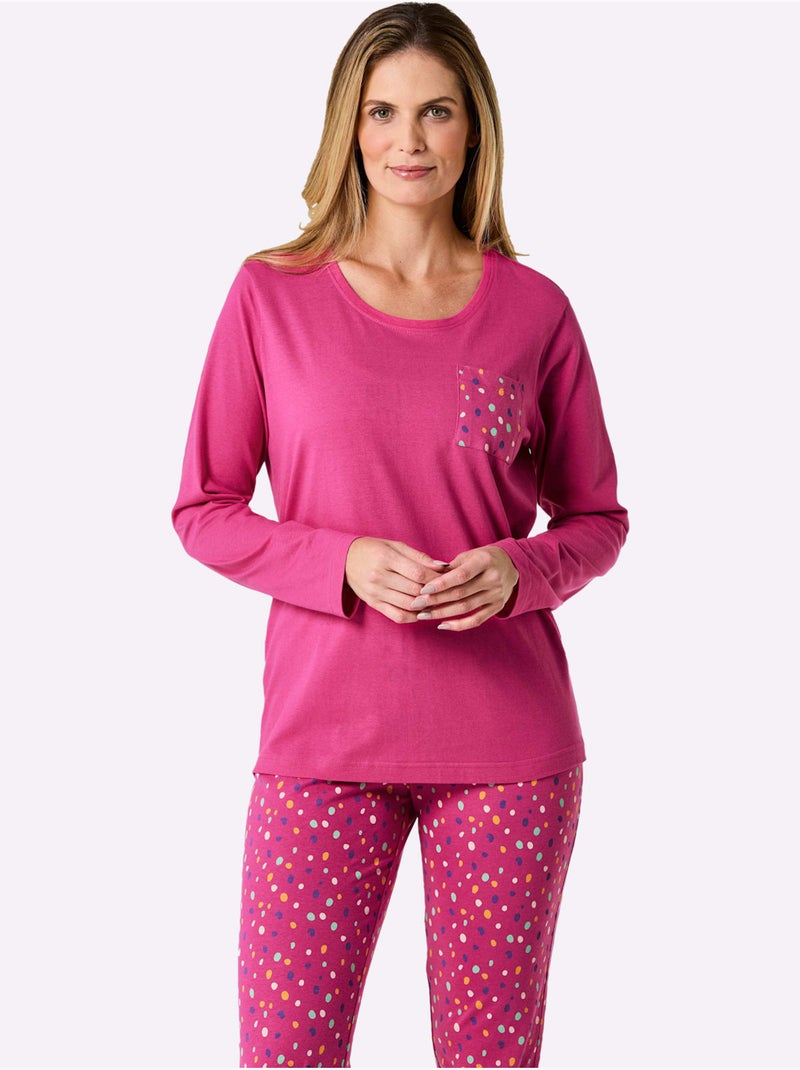 Pyjama-t-shirt Jersey Fin - Taille Standard - Witt Rose fushia - Kiabi