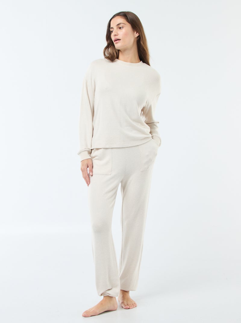 Pyjama t-shirt + pantalon - 2 pièces Beige - Kiabi