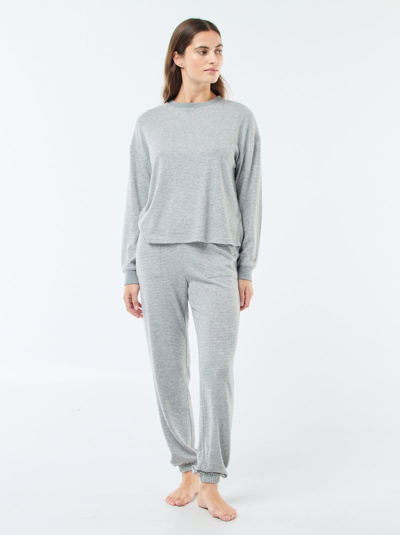 Pyjama t-shirt + pantalon - 2 pièces Gris - Kiabi