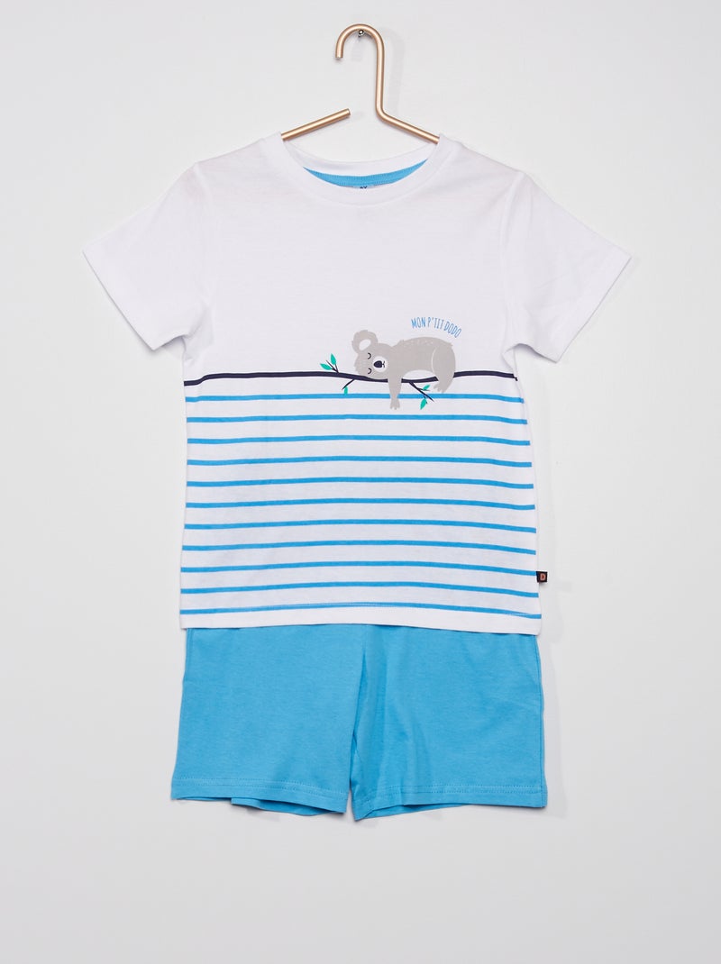 Pyjama t-shirt + pantalon bleu - Kiabi