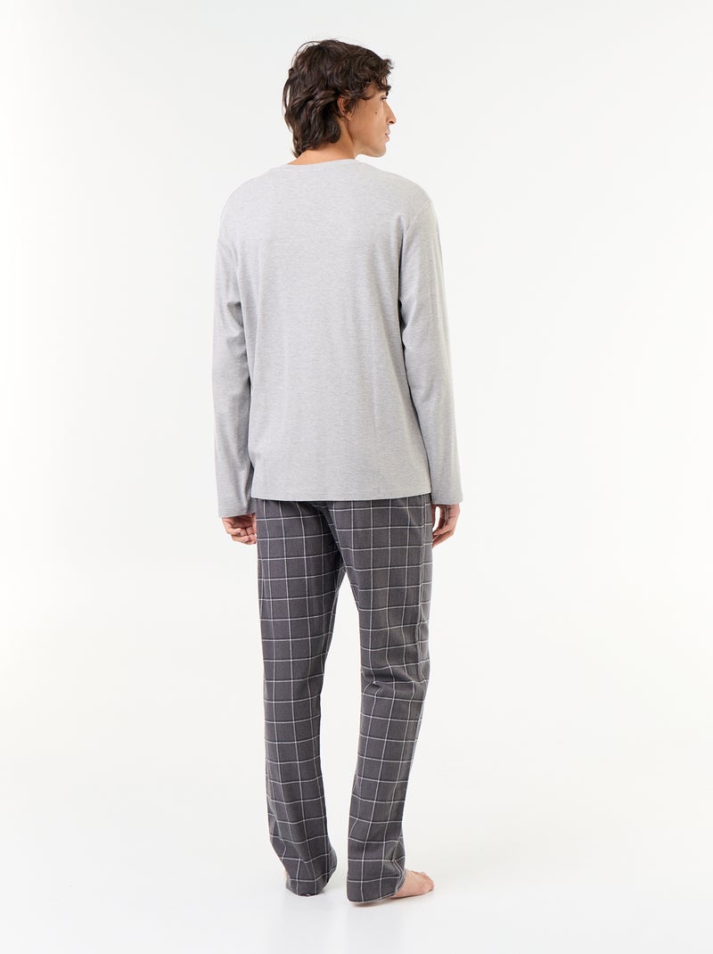 Pyjama t-shirt + pantalon en flanelle - 2 pièces Gris - Kiabi