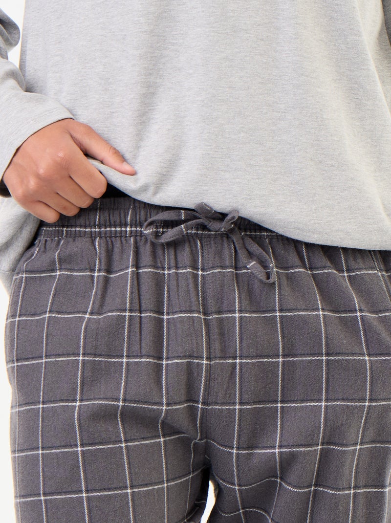 Pyjama t-shirt + pantalon en flanelle - 2 pièces Gris - Kiabi