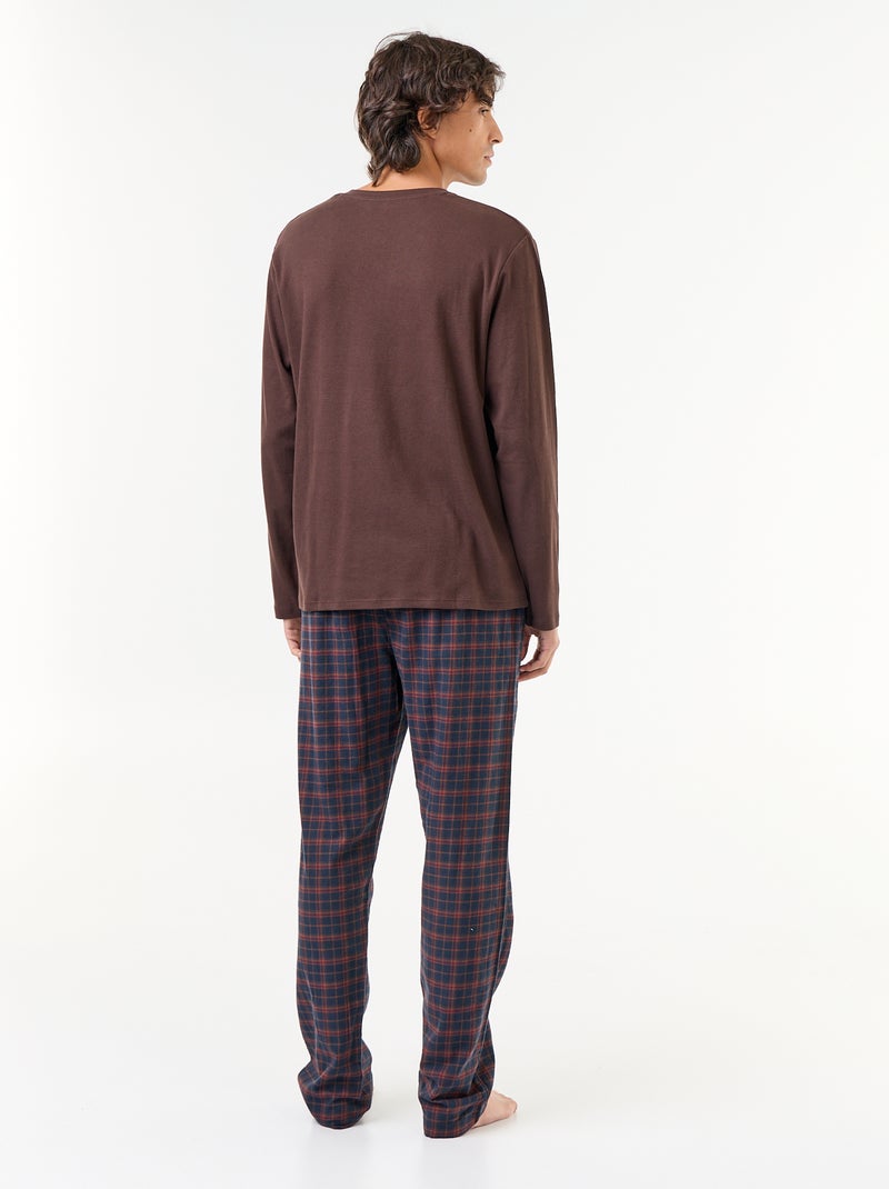 Pyjama t-shirt + pantalon en flanelle - 2 pièces Marron - Kiabi