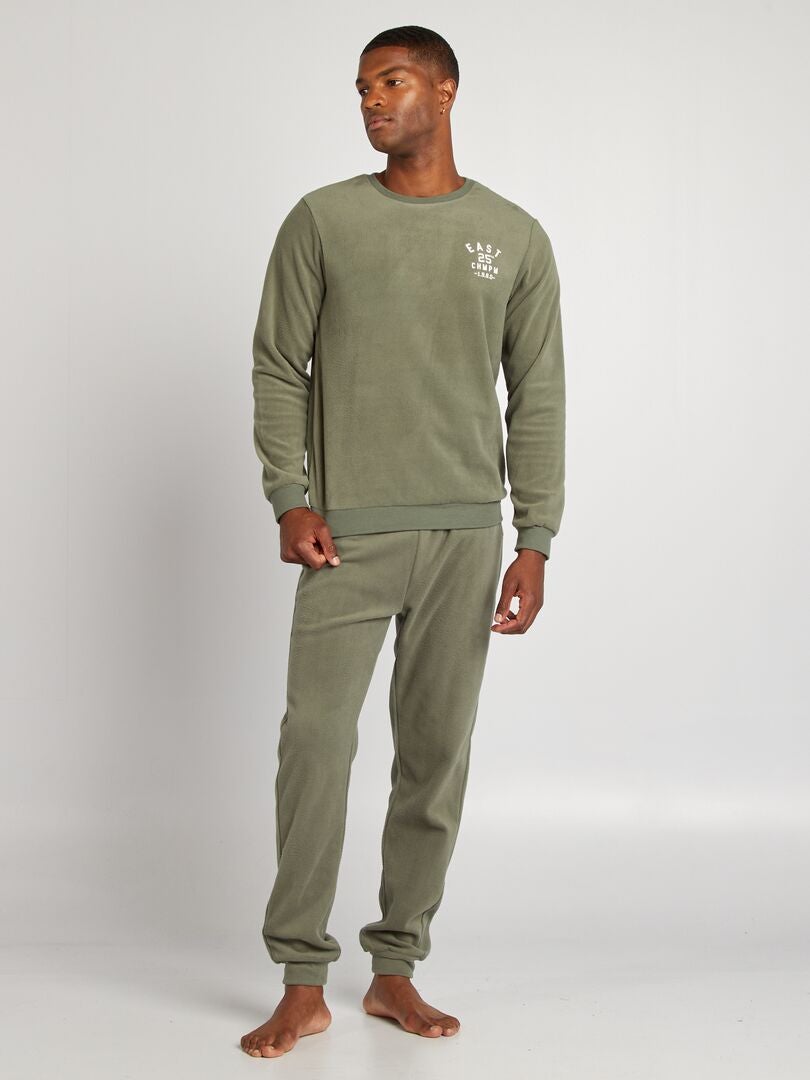 Pyjama t-shirt + pantalon en polaire - 2 pièces Vert - Kiabi