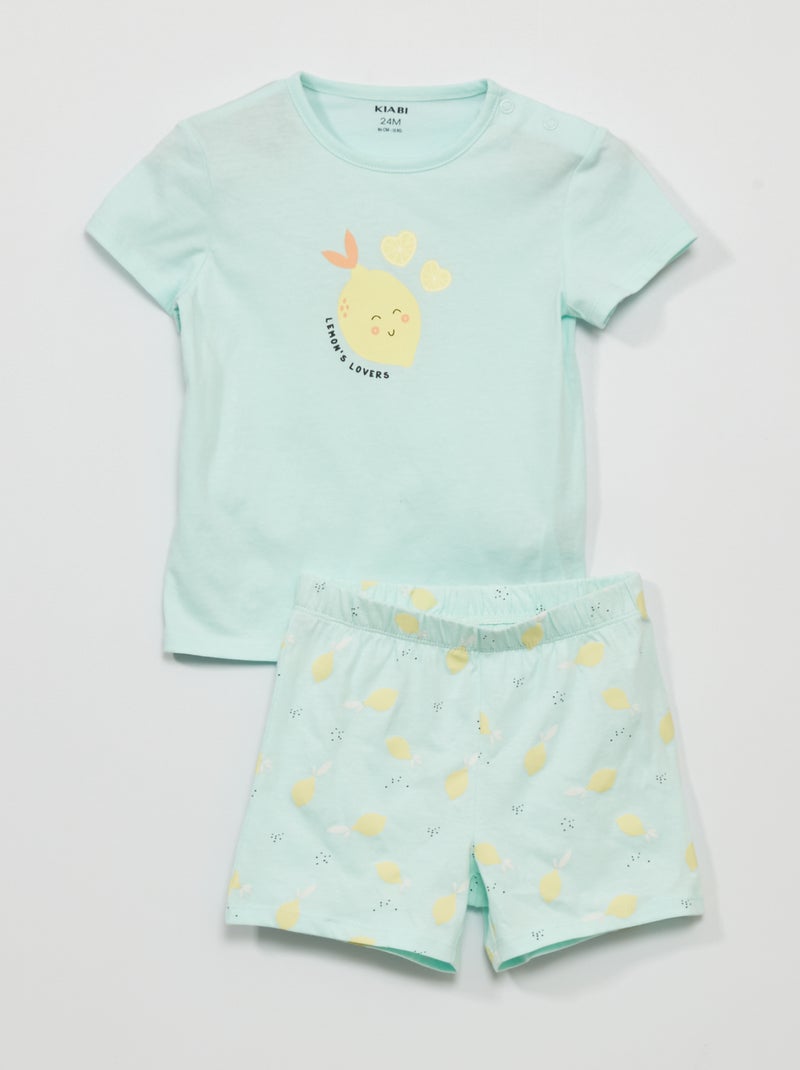 Pyjama t-shirt + short - 2 pièces Bleu - Kiabi