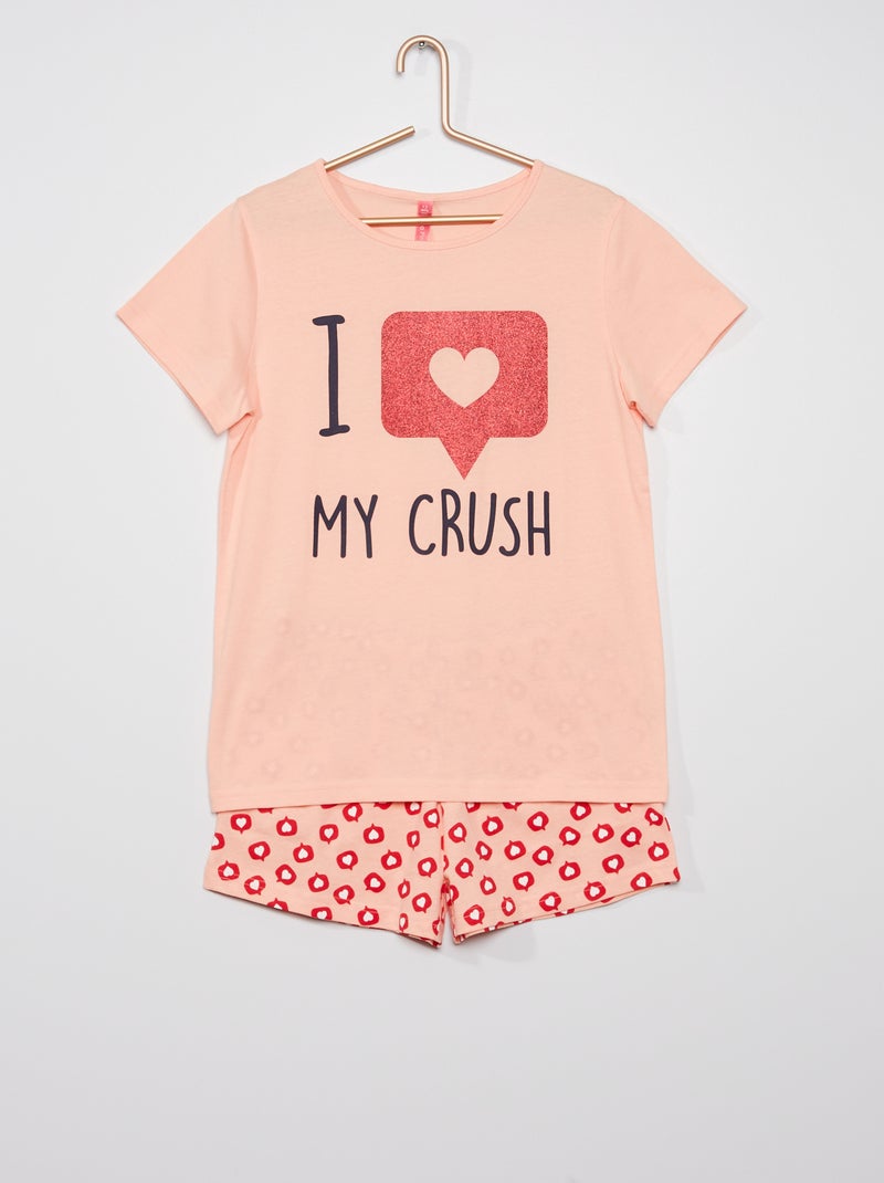 Pyjama t-shirt + short 2 pièces rouge - Kiabi