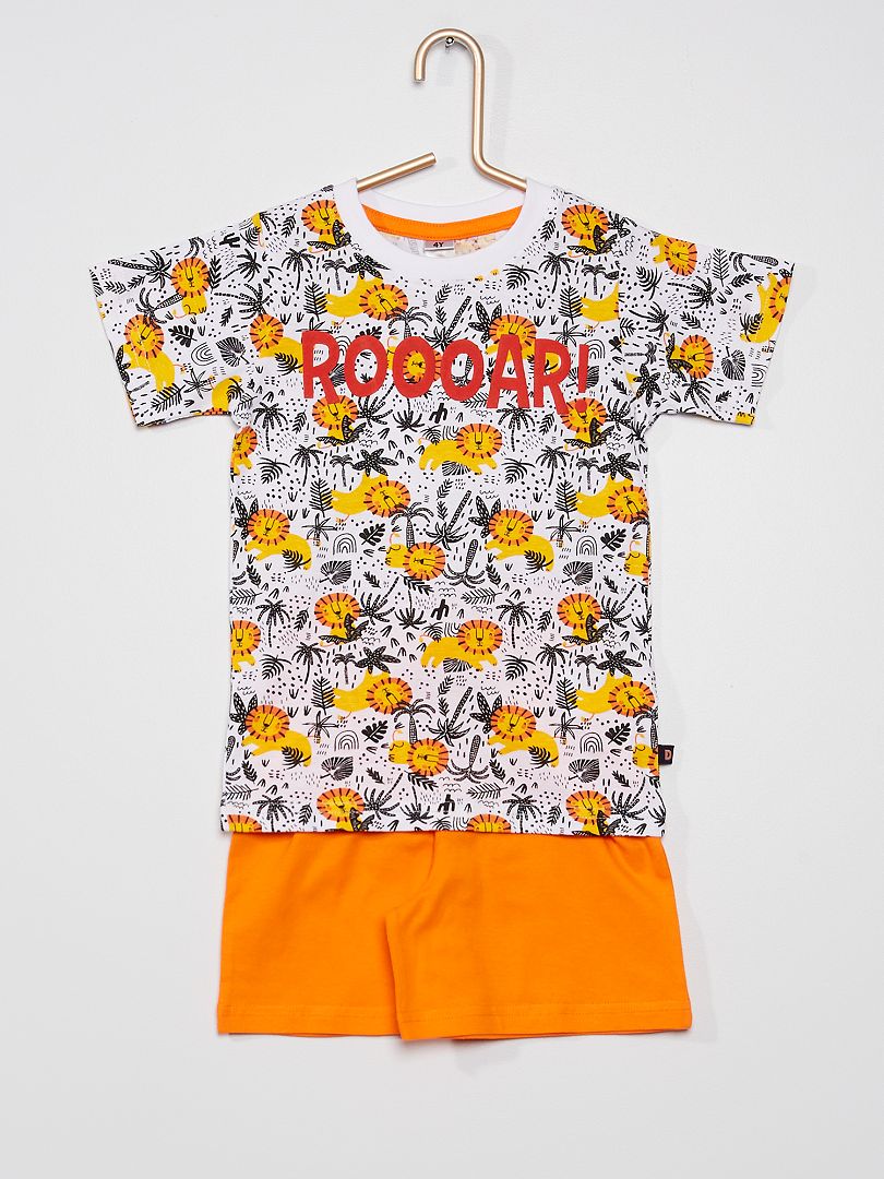 Pyjama t-shirt + short avec imprimé jaune - Kiabi
