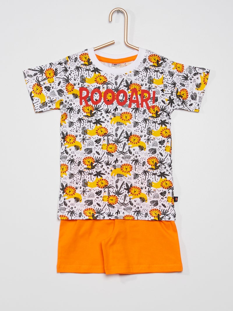 Pyjama t-shirt + short avec imprimé jaune - Kiabi