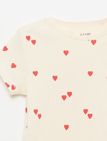 Pyjama t-shirt + short en coton côtelé - 2 pièces