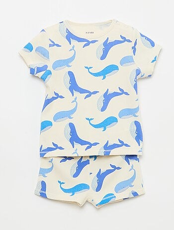Pyjama t-shirt + short en coton côtelé - 2 pièces