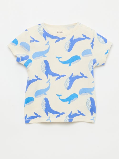 Pyjama t-shirt + short en coton côtelé - 2 pièces - Kiabi