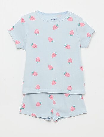 Pyjama t-shirt + short en coton côtelé - 2 pièces
