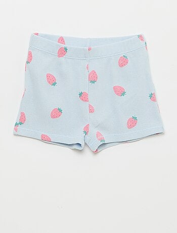 Pyjama t-shirt + short en coton côtelé - 2 pièces