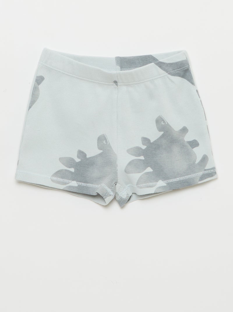 Pyjama t-shirt + short en coton côtelé - 2 pièces Gris - Kiabi