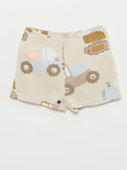 Pyjama t-shirt + short en coton côtelé - 2 pièces - Kiabi