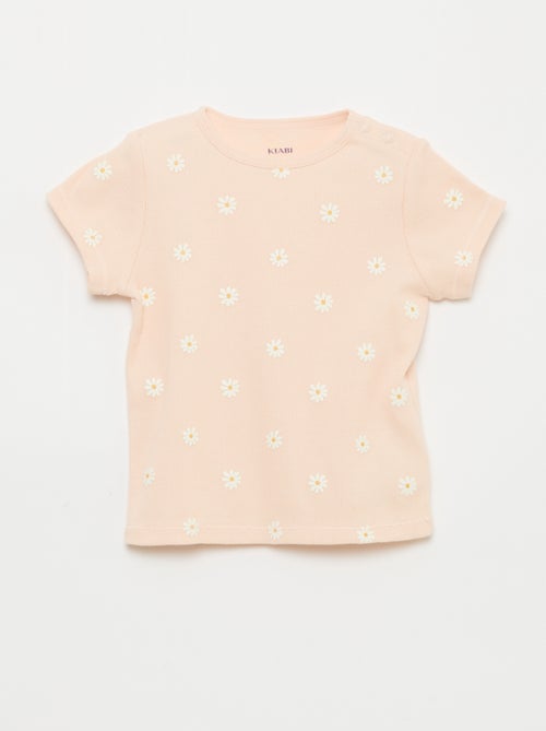 Pyjama t-shirt + short en coton côtelé - 2 pièces - Kiabi