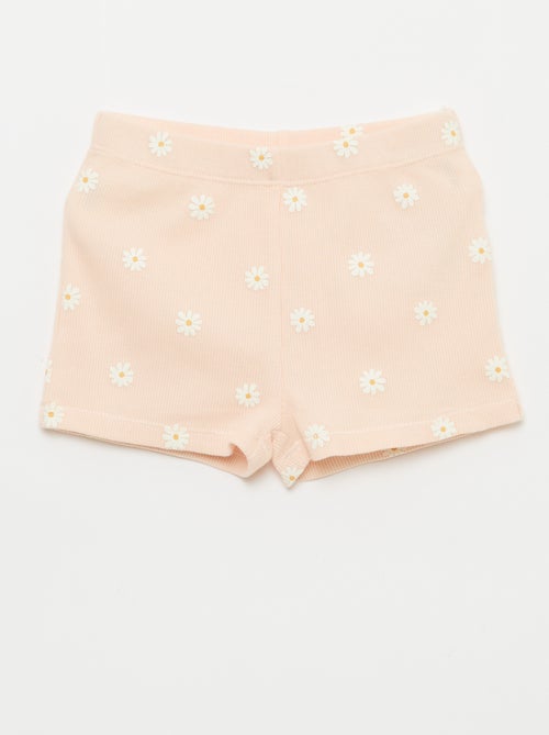 Pyjama t-shirt + short en coton côtelé - 2 pièces - Kiabi