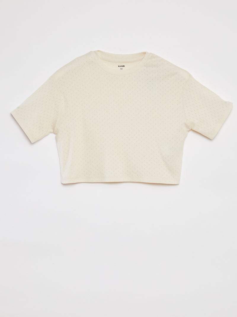 Pyjama t-shirt + short en pointelle BLANC - Kiabi