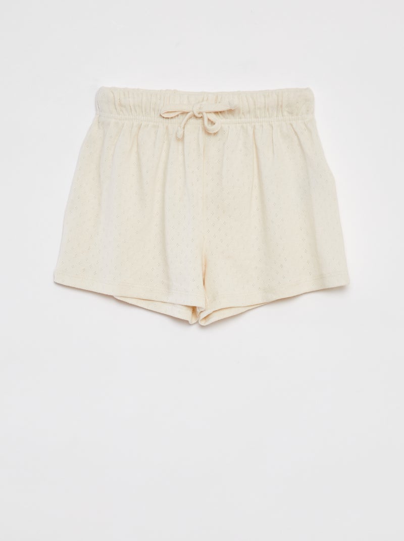 Pyjama t-shirt + short en pointelle BLANC - Kiabi