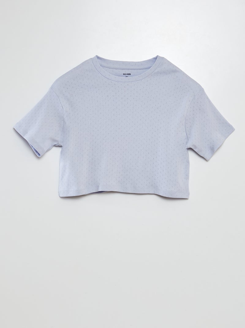 Pyjama t-shirt + short en pointelle Bleu - Kiabi
