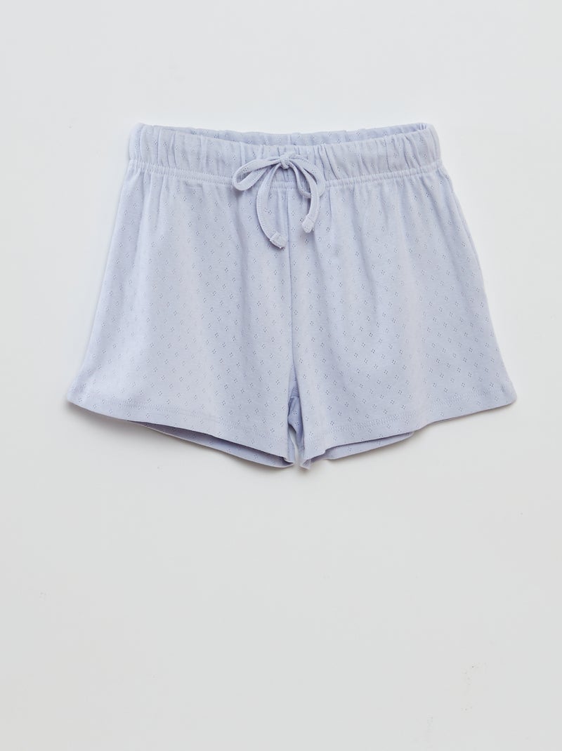 Pyjama t-shirt + short en pointelle Bleu - Kiabi