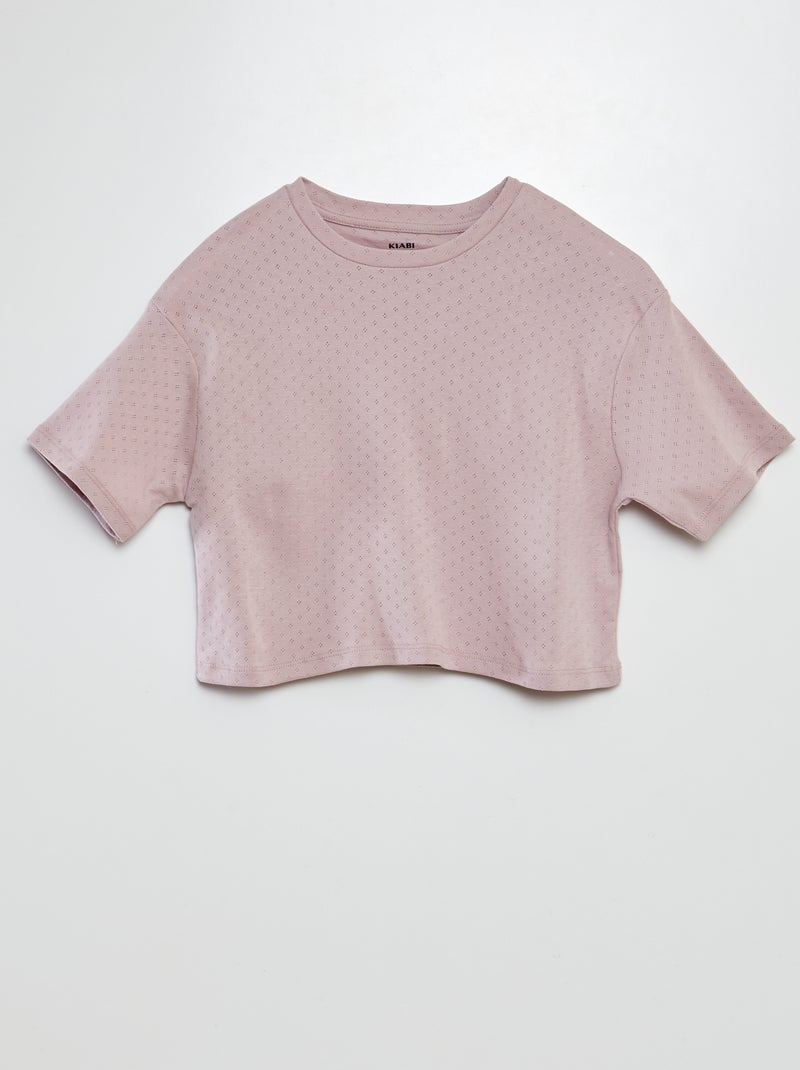 Pyjama t-shirt + short en pointelle Violet - Kiabi