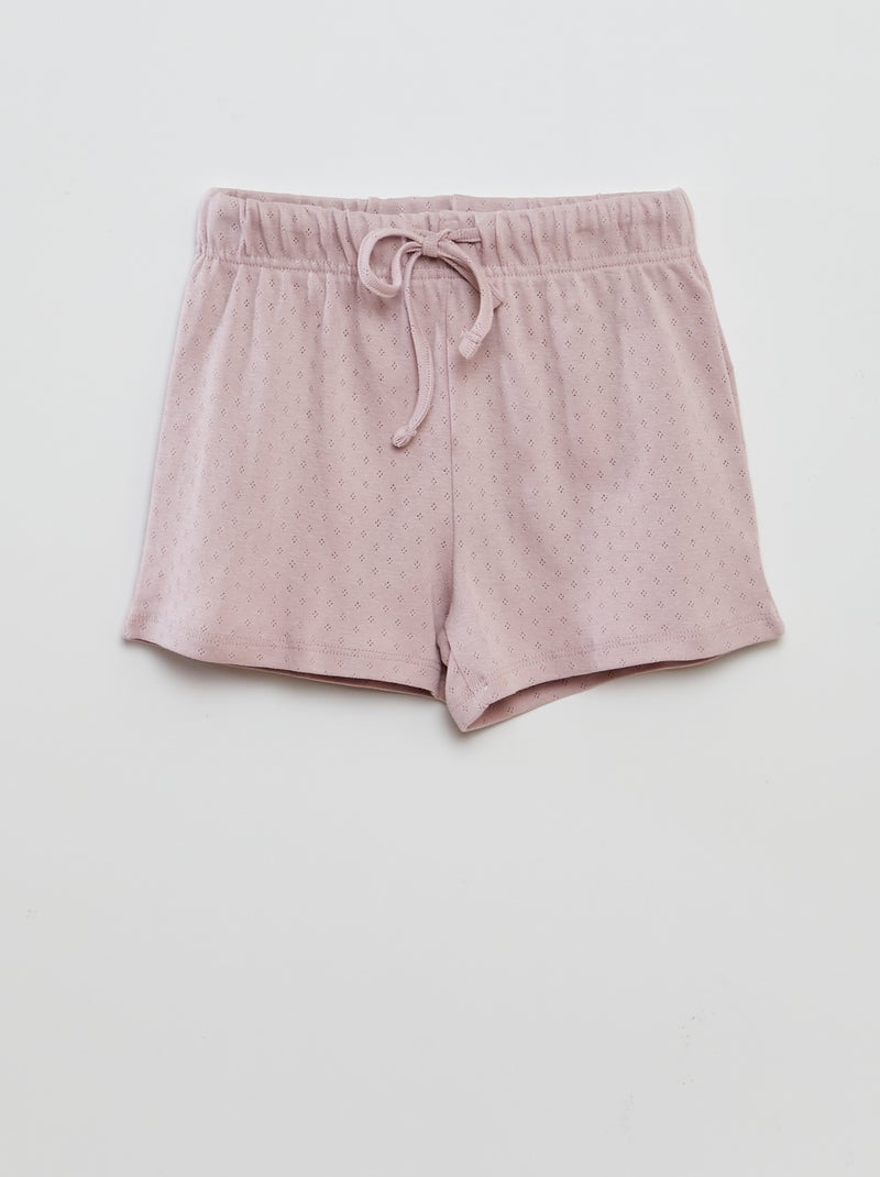 Pyjama t-shirt + short en pointelle Violet - Kiabi